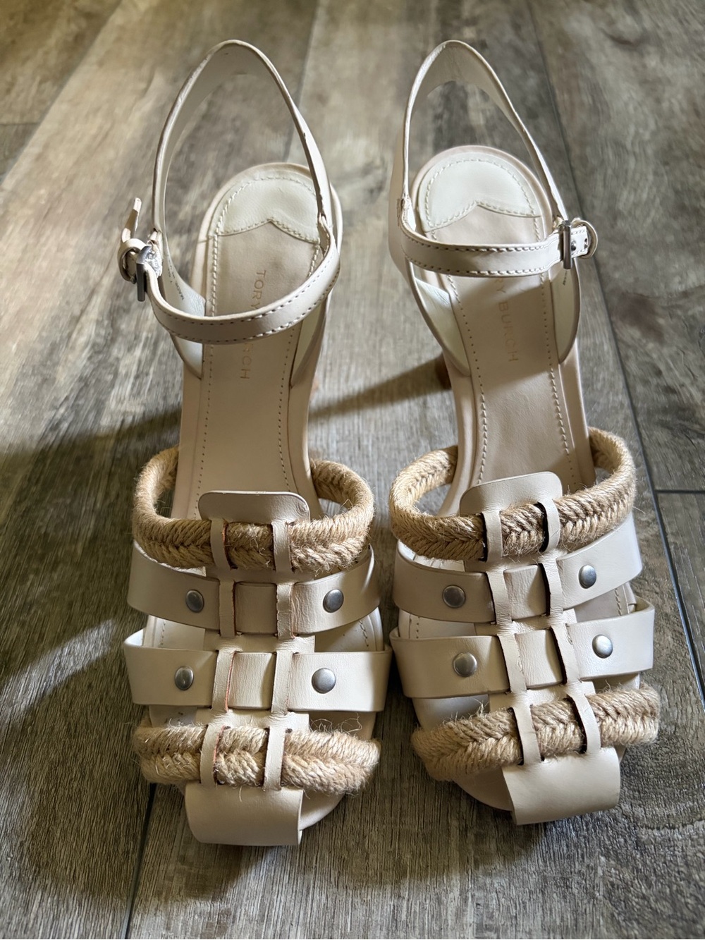 Tory Burch Cream Rope-Strap Slingback Sandals